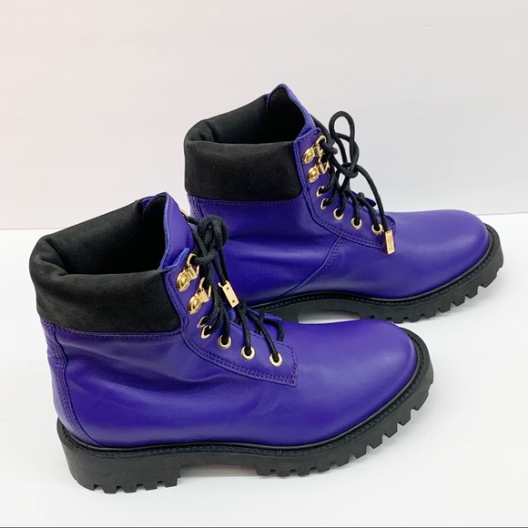 SOLD Moschino H&M Purple Leather Boots Women New - Picture 7 of 10